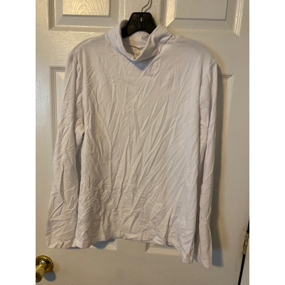 Time and Tru Womens White Long Sleeve Turtleneck Top XL 16-18 Solid Basic Layer